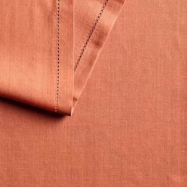 Maison d Hermine Placemats 100 Linen Decorative Cloth Place Mat Washable Dinner Placemat for Holiday Dinner Wedding Baby Shower amp Dining Avignon  Jet Stream Set of 414x48 Table Runner Avignon  Brandied Melon