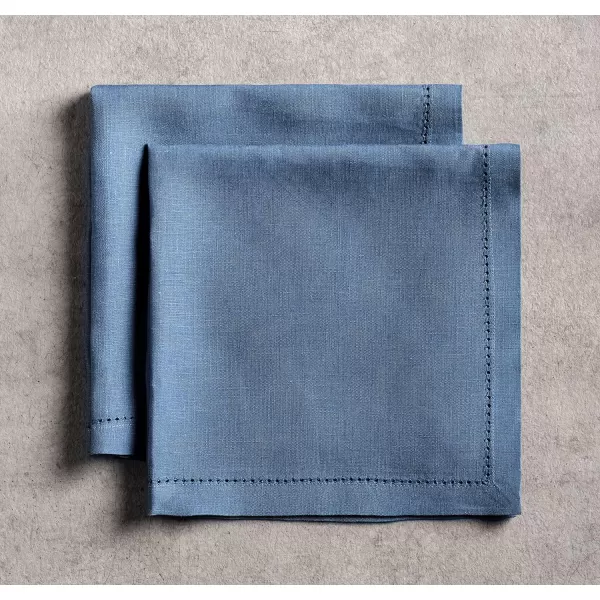 Maison d Hermine Placemats 100 Linen Decorative Cloth Place Mat Washable Dinner Placemat for Holiday Dinner Wedding Baby Shower amp Dining Avignon  Jet Stream Set of 420x20 Napkins Avignon  Bering Sea