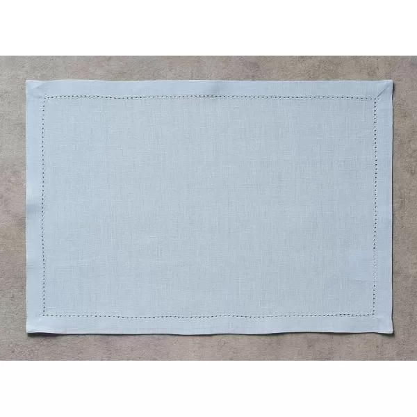 Maison d Hermine Placemats 100 Linen Decorative Cloth Place Mat Washable Dinner Placemat for Holiday Dinner Wedding Baby Shower amp Dining Avignon  Jet Stream Set of 413x19 Placemats Avignon  Niagara Mist