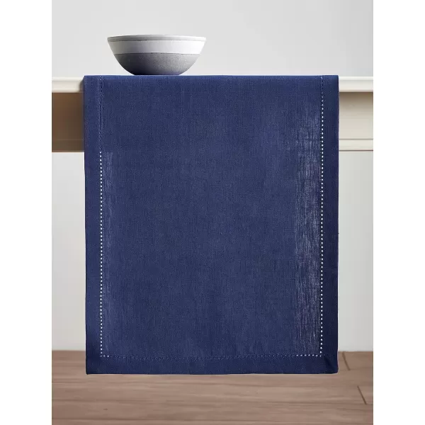 Maison d Hermine Placemats 100 Linen Decorative Cloth Place Mat Washable Dinner Placemat for Holiday Dinner Wedding Baby Shower amp Dining Avignon  Jet Stream Set of 414x36 Table Runner Avignon  Twlight Blue