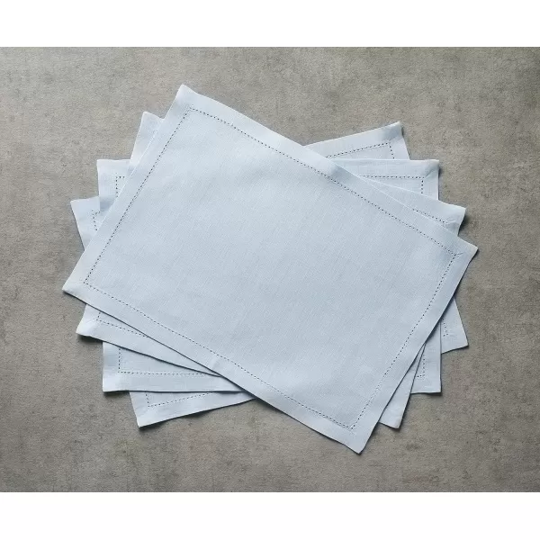 Maison d Hermine Placemats 100 Linen Decorative Cloth Place Mat Washable Dinner Placemat for Holiday Dinner Wedding Baby Shower amp Dining Avignon  Jet Stream Set of 413x19 Placemats Avignon  Niagara Mist