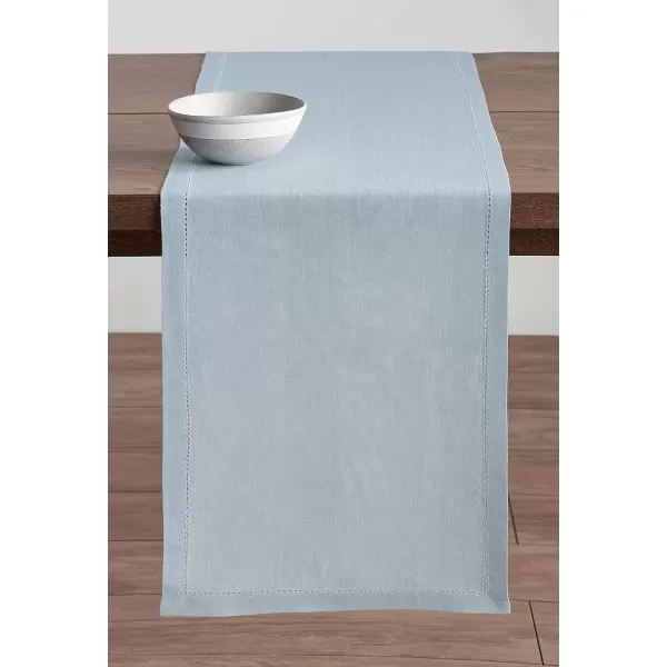 Maison d Hermine Placemats 100 Linen Decorative Cloth Place Mat Washable Dinner Placemat for Holiday Dinner Wedding Baby Shower amp Dining Avignon  Jet Stream Set of 414x48 Table Runner Avignon  Niagara Mist