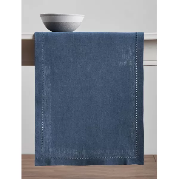 Maison d Hermine Placemats 100 Linen Decorative Cloth Place Mat Washable Dinner Placemat for Holiday Dinner Wedding Baby Shower amp Dining Avignon  Jet Stream Set of 414x36 Table Runner Avignon  Bering Sea