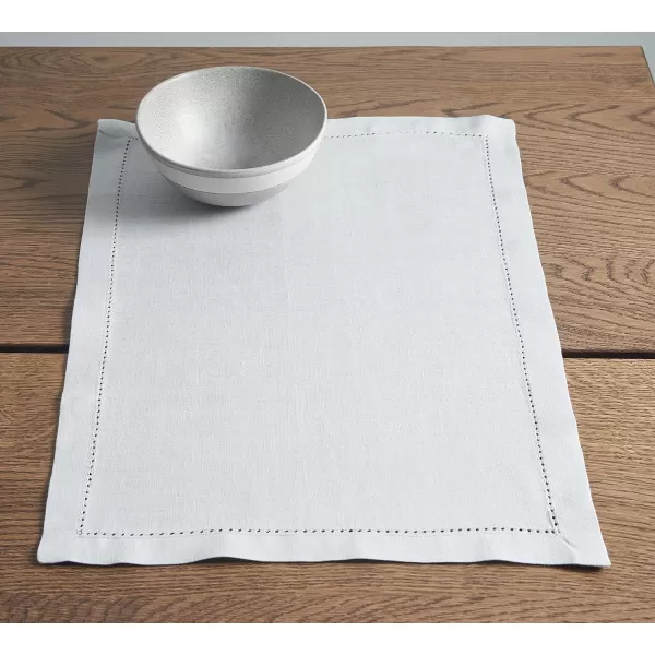 Maison d Hermine Placemats 100 Linen Decorative Cloth Place Mat Washable Dinner Placemat for Holiday Dinner Wedding Baby Shower amp Dining Avignon  Jet Stream Set of 413x19 Placemats Avignon  Micro Chip