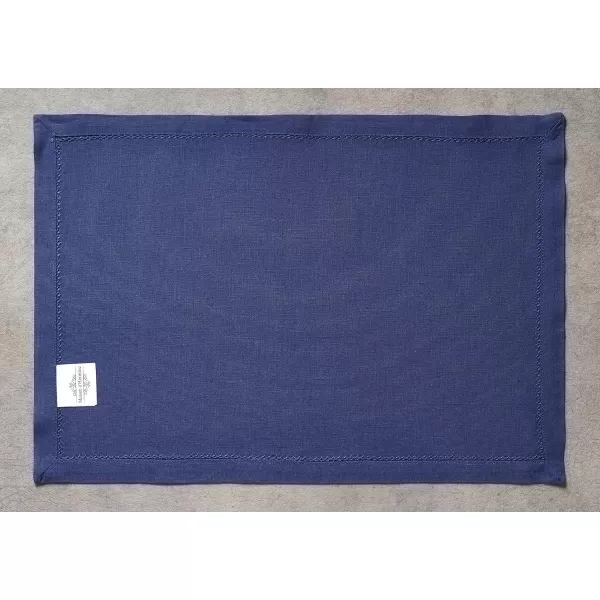 Maison d Hermine Placemats 100 Linen Decorative Cloth Place Mat Washable Dinner Placemat for Holiday Dinner Wedding Baby Shower amp Dining Avignon  Jet Stream Set of 413x19 Placemats Avignon  Twlight Blue