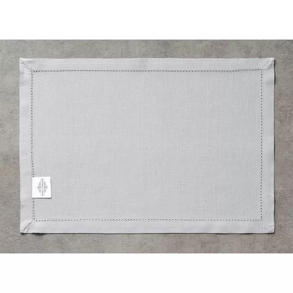 Maison d Hermine Placemats 100 Linen Decorative Cloth Place Mat Washable Dinner Placemat for Holiday Dinner Wedding Baby Shower amp Dining Avignon  Jet Stream Set of 413x19 Placemats Avignon  Micro Chip