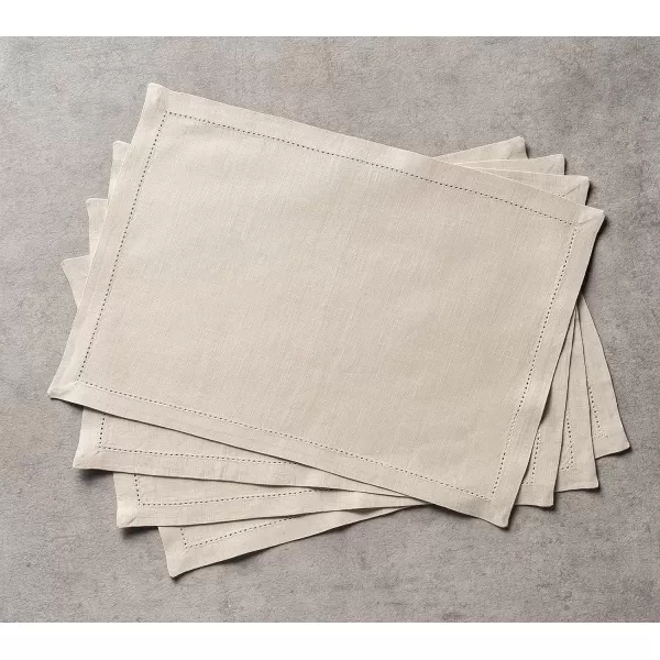 Maison d Hermine Placemats 100 Linen Decorative Cloth Place Mat Washable Dinner Placemat for Holiday Dinner Wedding Baby Shower amp Dining Avignon  Jet Stream Set of 413x19 Placemats Avignon  Ancient Scroll
