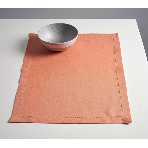 Maison d Hermine Placemats 100 Linen Decorative Cloth Place Mat Washable Dinner Placemat for Holiday Dinner Wedding Baby Shower amp Dining Avignon  Jet Stream Set of 413x19 Placemats Avignon  Brandied Melon