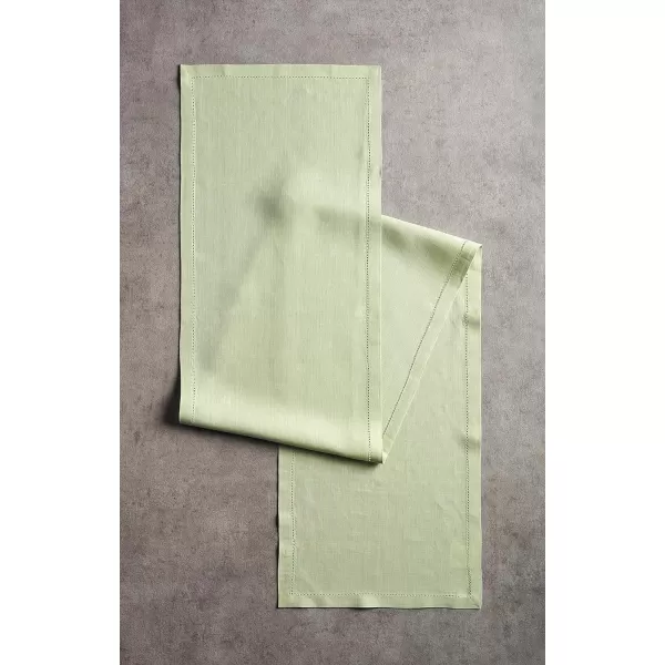Maison d Hermine Placemats 100 Linen Decorative Cloth Place Mat Washable Dinner Placemat for Holiday Dinner Wedding Baby Shower amp Dining Avignon  Jet Stream Set of 414x36 Table Runner Avignon  Tender Green
