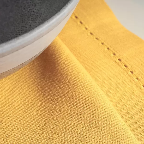 Maison d Hermine Placemats 100 Linen Decorative Cloth Place Mat Washable Dinner Placemat for Holiday Dinner Wedding Baby Shower amp Dining Avignon  Jet Stream Set of 420x20 Napkins Avignon  Ochre