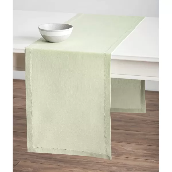Maison d Hermine Placemats 100 Linen Decorative Cloth Place Mat Washable Dinner Placemat for Holiday Dinner Wedding Baby Shower amp Dining Avignon  Jet Stream Set of 414x36 Table Runner Avignon  Tender Green