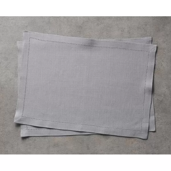 Maison d Hermine Placemats 100 Linen Decorative Cloth Place Mat Washable Dinner Placemat for Holiday Dinner Wedding Baby Shower amp Dining Avignon  Jet Stream Set of 413x19 Placemats Avignon  Silver Sconce