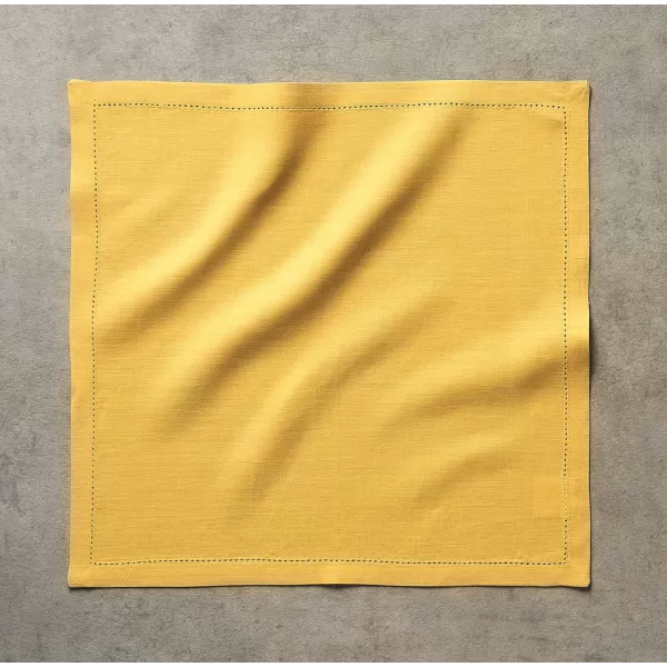Maison d Hermine Placemats 100 Linen Decorative Cloth Place Mat Washable Dinner Placemat for Holiday Dinner Wedding Baby Shower amp Dining Avignon  Jet Stream Set of 420x20 Napkins Avignon  Ochre