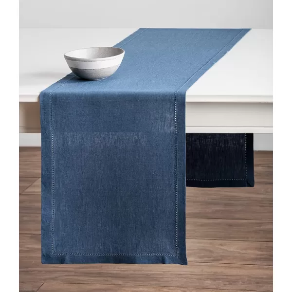 Maison d Hermine Placemats 100 Linen Decorative Cloth Place Mat Washable Dinner Placemat for Holiday Dinner Wedding Baby Shower amp Dining Avignon  Jet Stream Set of 414x48 Table Runner Avignon  Bering Sea