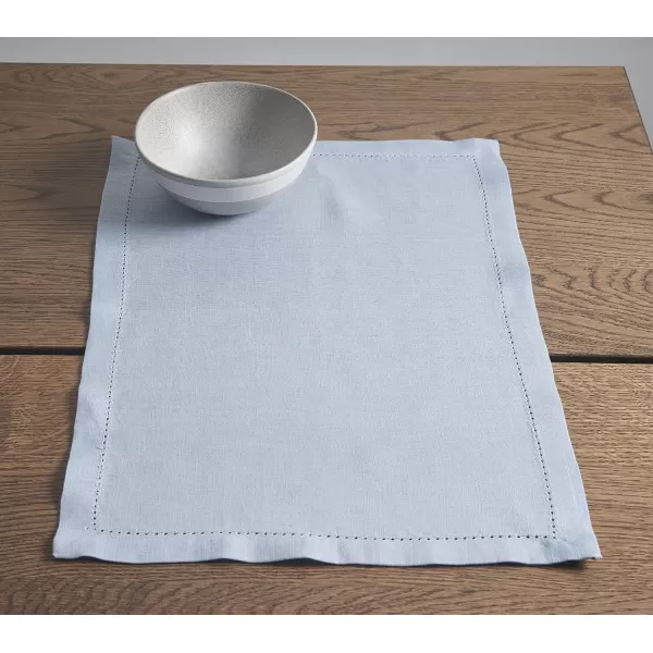 Maison d Hermine Placemats 100 Linen Decorative Cloth Place Mat Washable Dinner Placemat for Holiday Dinner Wedding Baby Shower amp Dining Avignon  Jet Stream Set of 413x19 Placemats Avignon  Niagara Mist