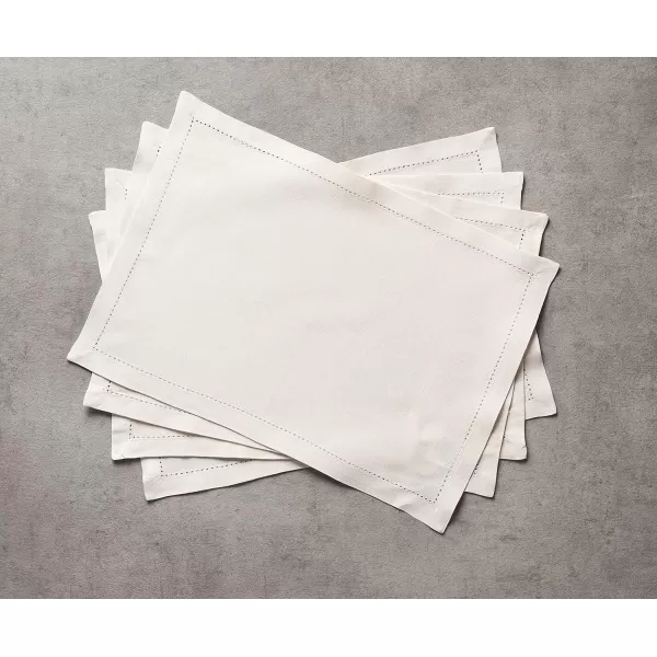 Maison d Hermine Placemats 100 Linen Decorative Cloth Place Mat Washable Dinner Placemat for Holiday Dinner Wedding Baby Shower amp Dining Avignon  Jet Stream Set of 413x19 Placemats Avignon  Jet Stream