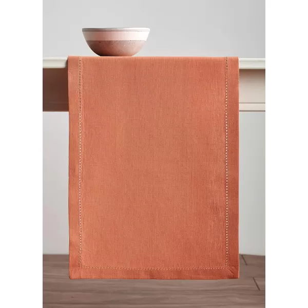 Maison d Hermine Placemats 100 Linen Decorative Cloth Place Mat Washable Dinner Placemat for Holiday Dinner Wedding Baby Shower amp Dining Avignon  Jet Stream Set of 414x36 Table Runner Avignon  Brandied Melon