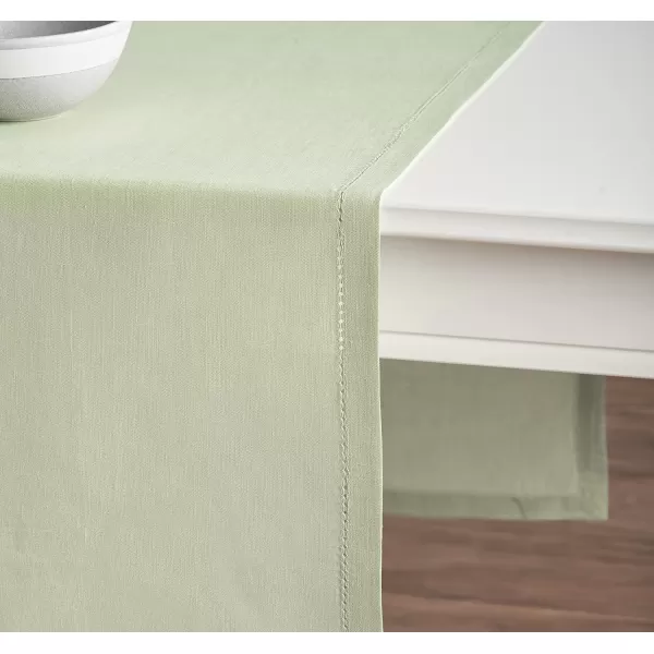 Maison d Hermine Placemats 100 Linen Decorative Cloth Place Mat Washable Dinner Placemat for Holiday Dinner Wedding Baby Shower amp Dining Avignon  Jet Stream Set of 414x36 Table Runner Avignon  Tender Green