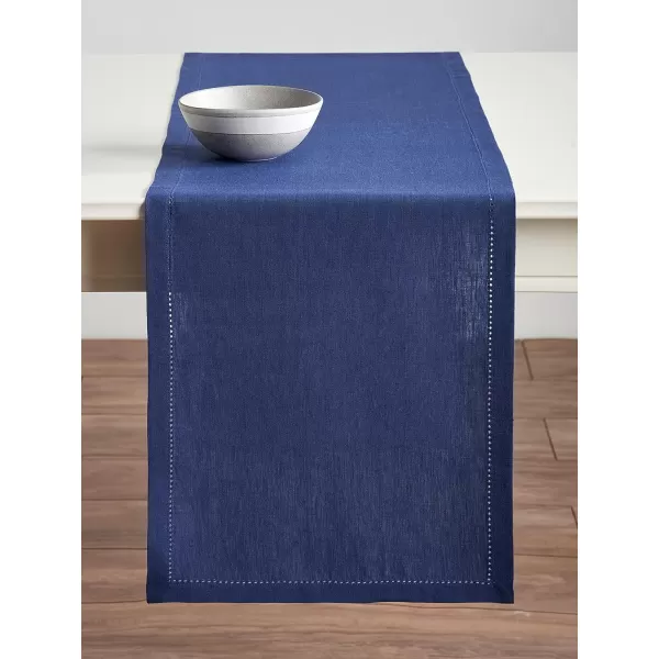 Maison d Hermine Placemats 100 Linen Decorative Cloth Place Mat Washable Dinner Placemat for Holiday Dinner Wedding Baby Shower amp Dining Avignon  Jet Stream Set of 414x36 Table Runner Avignon  Twlight Blue