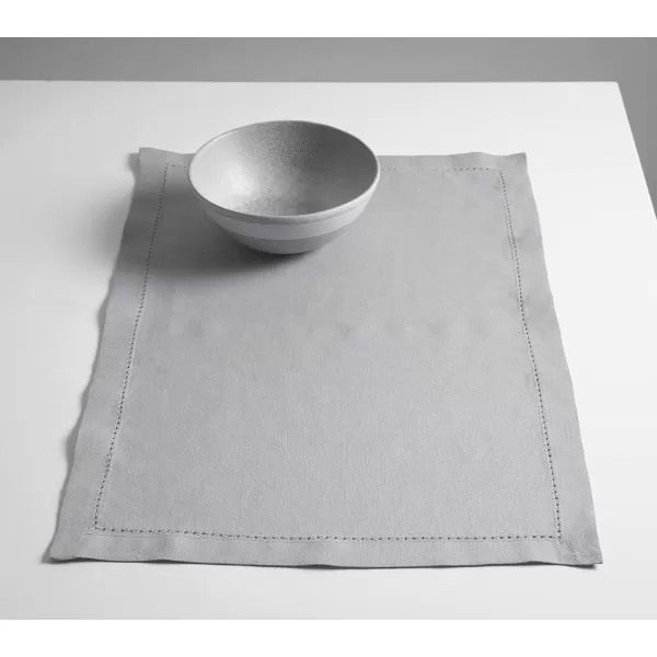 Maison d Hermine Placemats 100 Linen Decorative Cloth Place Mat Washable Dinner Placemat for Holiday Dinner Wedding Baby Shower amp Dining Avignon  Jet Stream Set of 413x19 Placemats Avignon  Silver Sconce