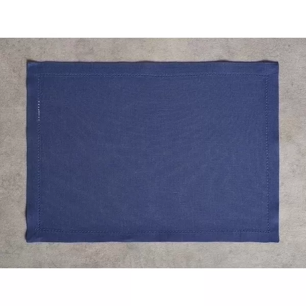 Maison d Hermine Placemats 100 Linen Decorative Cloth Place Mat Washable Dinner Placemat for Holiday Dinner Wedding Baby Shower amp Dining Avignon  Jet Stream Set of 413x19 Placemats Avignon  Twlight Blue