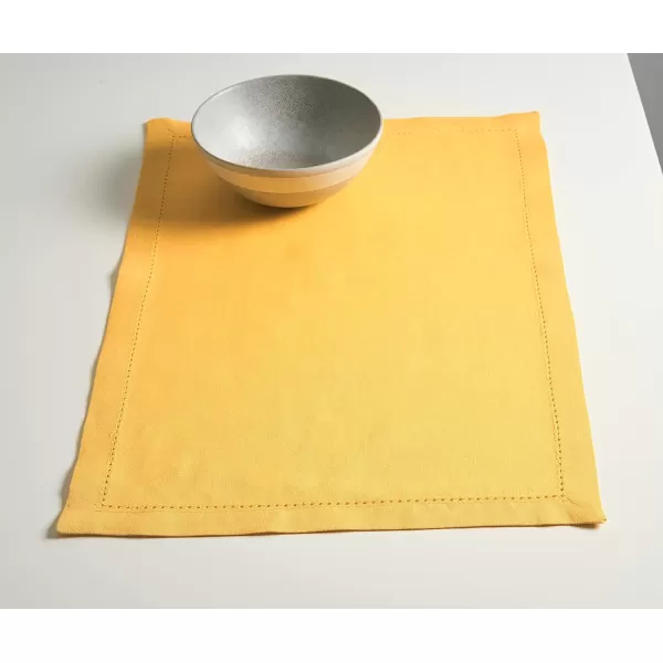 Maison d Hermine Placemats 100 Linen Decorative Cloth Place Mat Washable Dinner Placemat for Holiday Dinner Wedding Baby Shower amp Dining Avignon  Jet Stream Set of 413x19 Placemats Avignon  Ochre