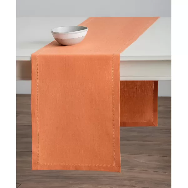 Maison d Hermine Placemats 100 Linen Decorative Cloth Place Mat Washable Dinner Placemat for Holiday Dinner Wedding Baby Shower amp Dining Avignon  Jet Stream Set of 414x48 Table Runner Avignon  Brandied Melon