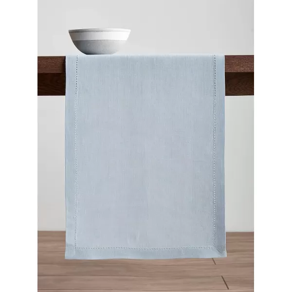 Maison d Hermine Placemats 100 Linen Decorative Cloth Place Mat Washable Dinner Placemat for Holiday Dinner Wedding Baby Shower amp Dining Avignon  Jet Stream Set of 414x48 Table Runner Avignon  Niagara Mist