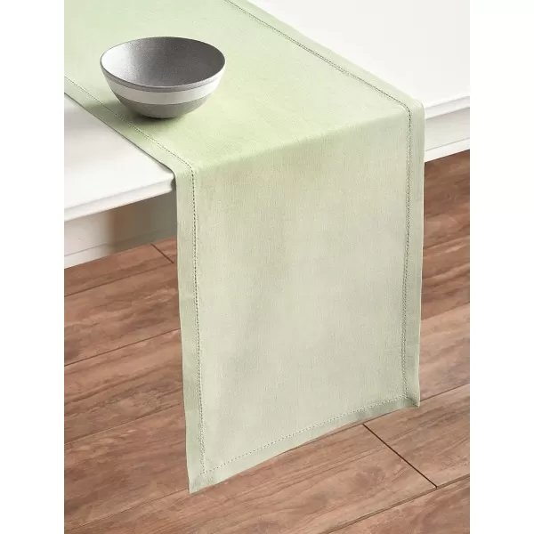 Maison d Hermine Placemats 100 Linen Decorative Cloth Place Mat Washable Dinner Placemat for Holiday Dinner Wedding Baby Shower amp Dining Avignon  Jet Stream Set of 414x48 Table Runner Avignon  Tender Green