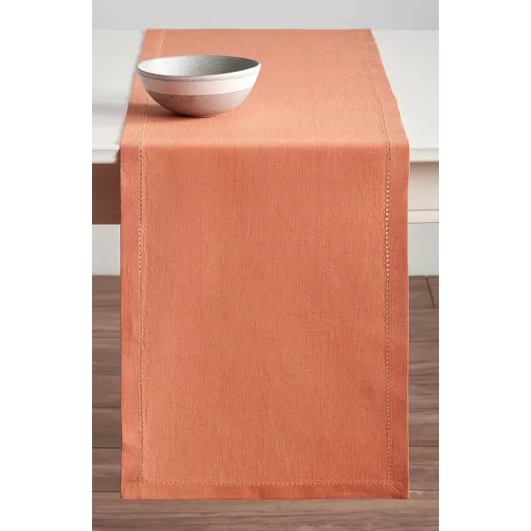Maison d Hermine Placemats 100 Linen Decorative Cloth Place Mat Washable Dinner Placemat for Holiday Dinner Wedding Baby Shower amp Dining Avignon  Jet Stream Set of 414x48 Table Runner Avignon  Brandied Melon