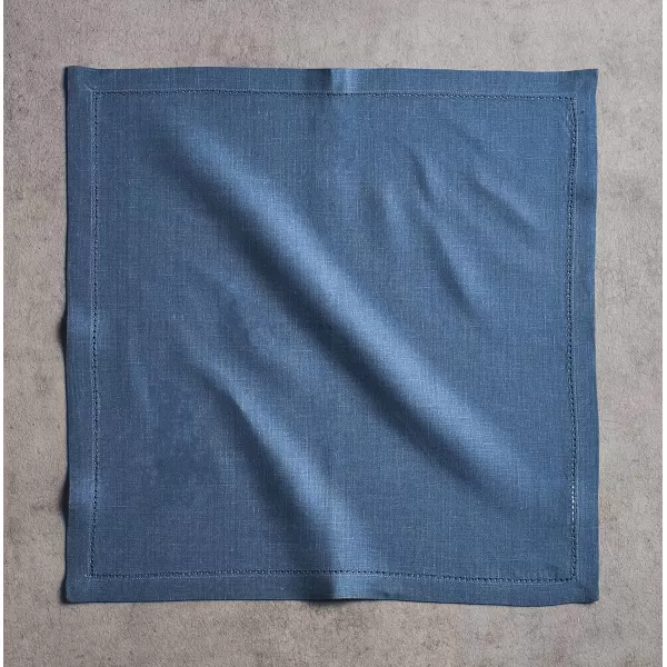 Maison d Hermine Placemats 100 Linen Decorative Cloth Place Mat Washable Dinner Placemat for Holiday Dinner Wedding Baby Shower amp Dining Avignon  Jet Stream Set of 420x20 Napkins Avignon  Bering Sea
