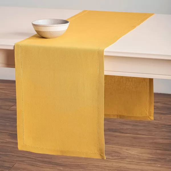 Maison d Hermine Placemats 100 Linen Decorative Cloth Place Mat Washable Dinner Placemat for Holiday Dinner Wedding Baby Shower amp Dining Avignon  Jet Stream Set of 414x48 Table Runner Avignon  Ochre