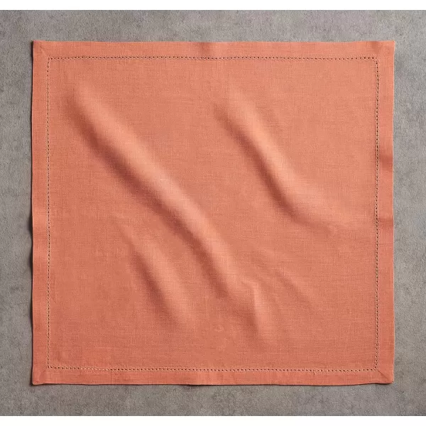 Maison d Hermine Placemats 100 Linen Decorative Cloth Place Mat Washable Dinner Placemat for Holiday Dinner Wedding Baby Shower amp Dining Avignon  Jet Stream Set of 420x20 Napkins Avignon  Brandied Melon