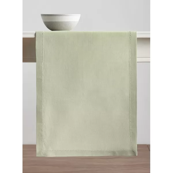 Maison d Hermine Placemats 100 Linen Decorative Cloth Place Mat Washable Dinner Placemat for Holiday Dinner Wedding Baby Shower amp Dining Avignon  Jet Stream Set of 414x36 Table Runner Avignon  Tender Green