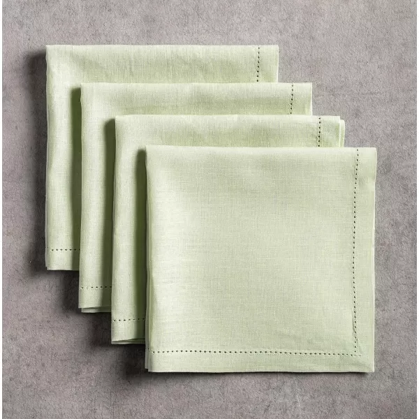 Maison d Hermine Placemats 100 Linen Decorative Cloth Place Mat Washable Dinner Placemat for Holiday Dinner Wedding Baby Shower amp Dining Avignon  Jet Stream Set of 420x20 Napkins Avignon  Tender Green