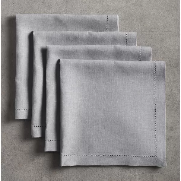 Maison d Hermine Placemats 100 Linen Decorative Cloth Place Mat Washable Dinner Placemat for Holiday Dinner Wedding Baby Shower amp Dining Avignon  Jet Stream Set of 420x20 Napkins Avignon  Silver Sconce