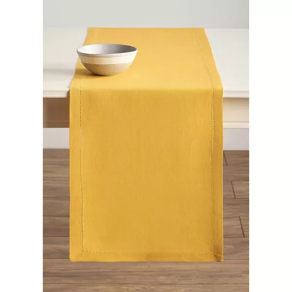 Maison d Hermine Placemats 100 Linen Decorative Cloth Place Mat Washable Dinner Placemat for Holiday Dinner Wedding Baby Shower amp Dining Avignon  Jet Stream Set of 414x48 Table Runner Avignon  Ochre
