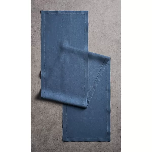 Maison d Hermine Placemats 100 Linen Decorative Cloth Place Mat Washable Dinner Placemat for Holiday Dinner Wedding Baby Shower amp Dining Avignon  Jet Stream Set of 414x36 Table Runner Avignon  Bering Sea