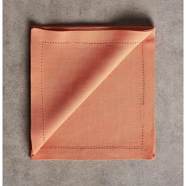 Maison d Hermine Placemats 100 Linen Decorative Cloth Place Mat Washable Dinner Placemat for Holiday Dinner Wedding Baby Shower amp Dining Avignon  Jet Stream Set of 420x20 Napkins Avignon  Brandied Melon