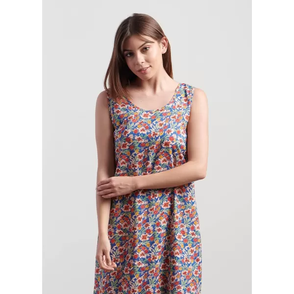 Masion d Hermine 100 Viscose Tunic Top Strap Top Strap Dress Tank Dress Tank Top Loungewear for WomenLong Tank dress Fleur  Blue