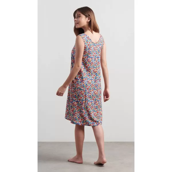 Masion d Hermine 100 Viscose Tunic Top Strap Top Strap Dress Tank Dress Tank Top Loungewear for WomenShort Tank Dress Fleur  Blue