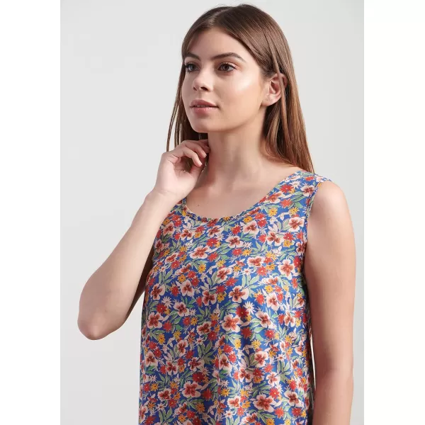 Masion d Hermine 100 Viscose Tunic Top Strap Top Strap Dress Tank Dress Tank Top Loungewear for WomenShort Tank Dress Fleur  Blue