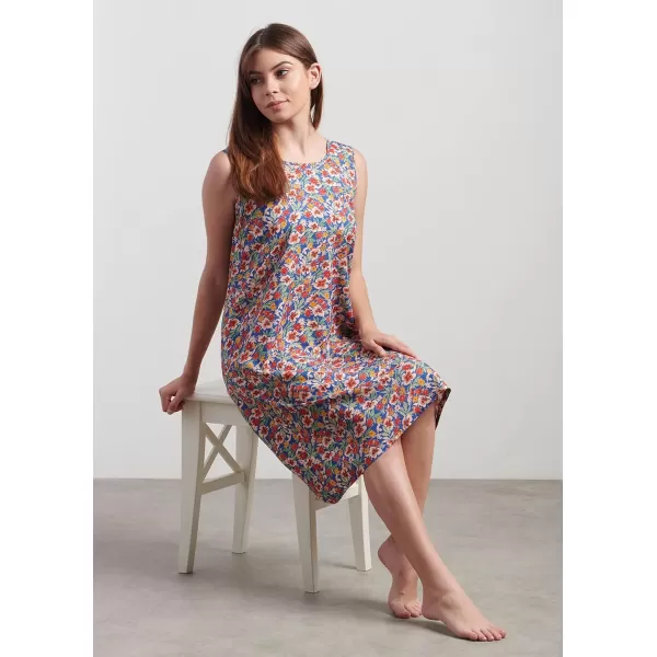 Masion d Hermine 100 Viscose Tunic Top Strap Top Strap Dress Tank Dress Tank Top Loungewear for WomenShort Tank Dress Fleur  Blue