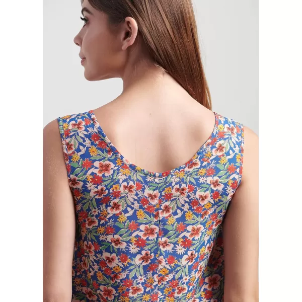 Masion d Hermine 100 Viscose Tunic Top Strap Top Strap Dress Tank Dress Tank Top Loungewear for WomenShort Tank Dress Fleur  Blue