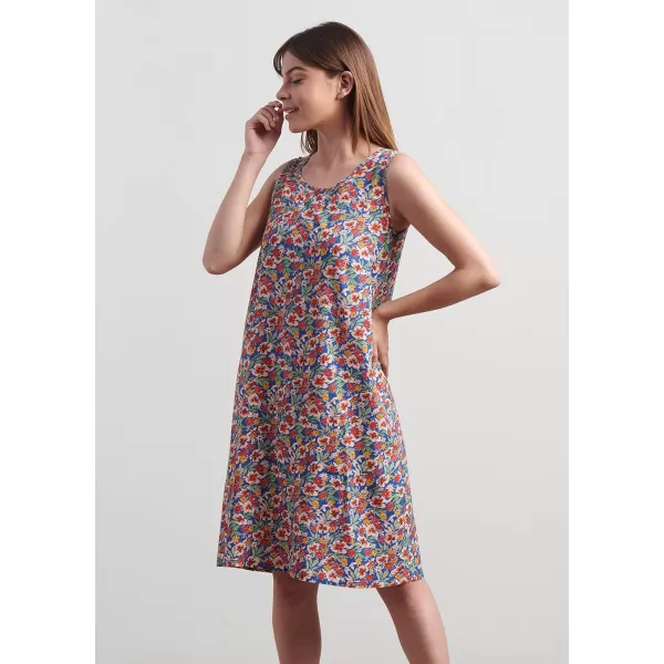 Masion d Hermine 100 Viscose Tunic Top Strap Top Strap Dress Tank Dress Tank Top Loungewear for WomenShort Tank Dress Fleur  Blue