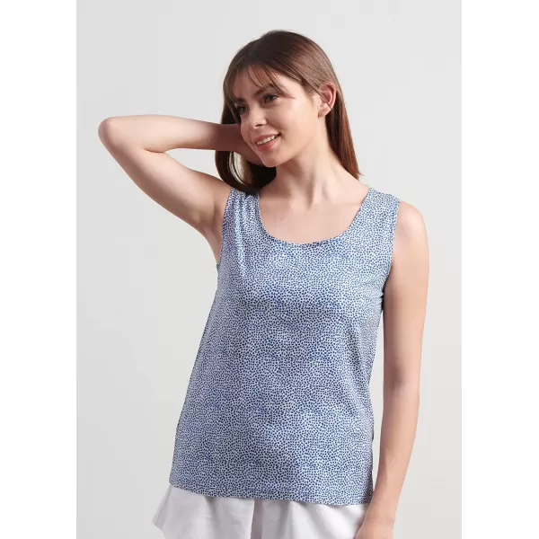 Masion d Hermine 100 Viscose Tunic Top Strap Top Strap Dress Tank Dress Tank Top Loungewear for WomenTank Top Fleur  Blue