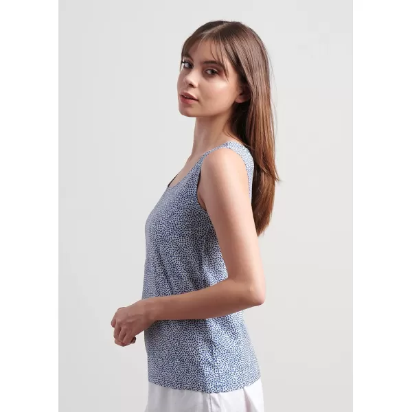 Masion d Hermine 100 Viscose Tunic Top Strap Top Strap Dress Tank Dress Tank Top Loungewear for WomenTank Top Fleur  Blue