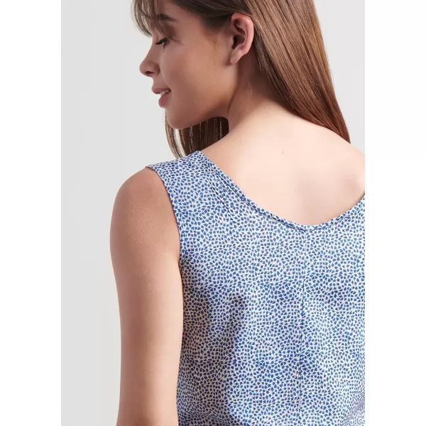 Masion d Hermine 100 Viscose Tunic Top Strap Top Strap Dress Tank Dress Tank Top Loungewear for WomenTank Top Fleur  Blue