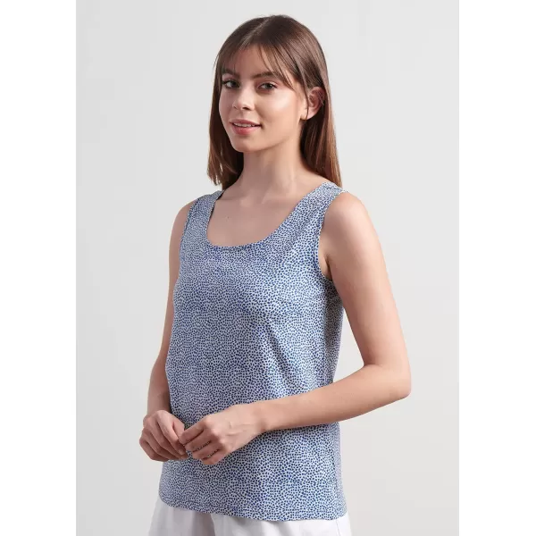Masion d Hermine 100 Viscose Tunic Top Strap Top Strap Dress Tank Dress Tank Top Loungewear for WomenTank Top Fleur  Blue