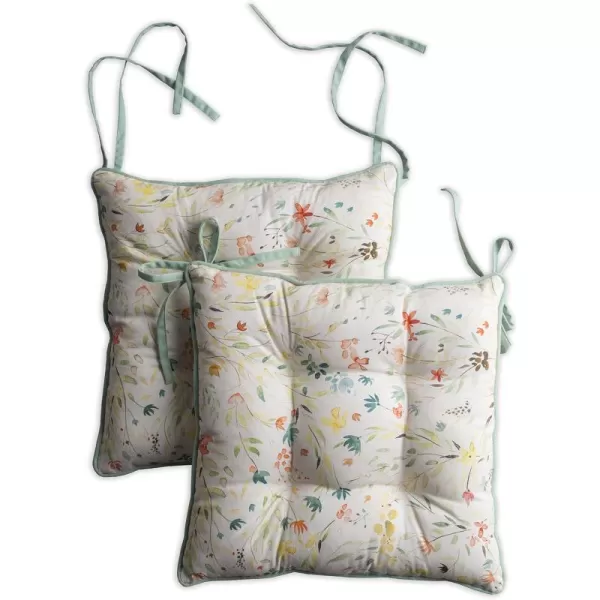 Maison d Hermine Chairpads 100 Cotton Set of 2 Decorative Chair Pads with Ties Polyester Filling CushionPillow for Office Kitchen amp Living Room Birdies On Wire  SpringSummer 16 Inch x 16 InchColmar